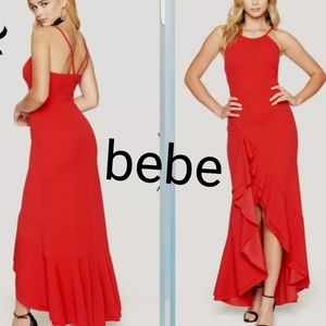 NEW WITH TAGS BEBE FLOUNCE STRAPPY MAXI DRESS